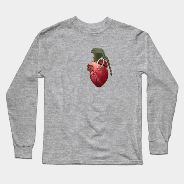 Heart Grenade Long Sleeve T-Shirt by at1102Studio